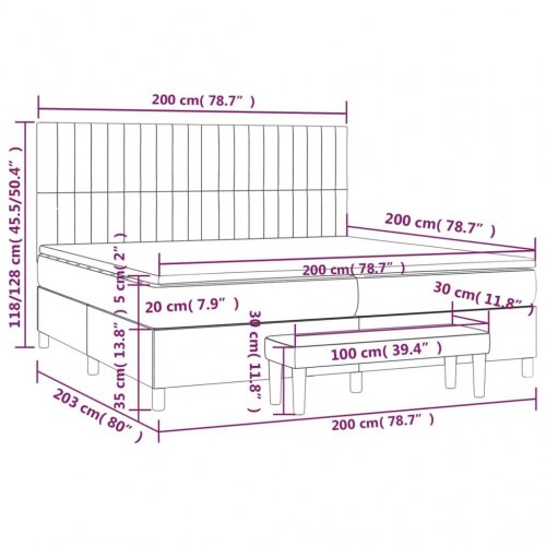 Kontinentalseng med madras 200x200 cm - stof, cremefarvet