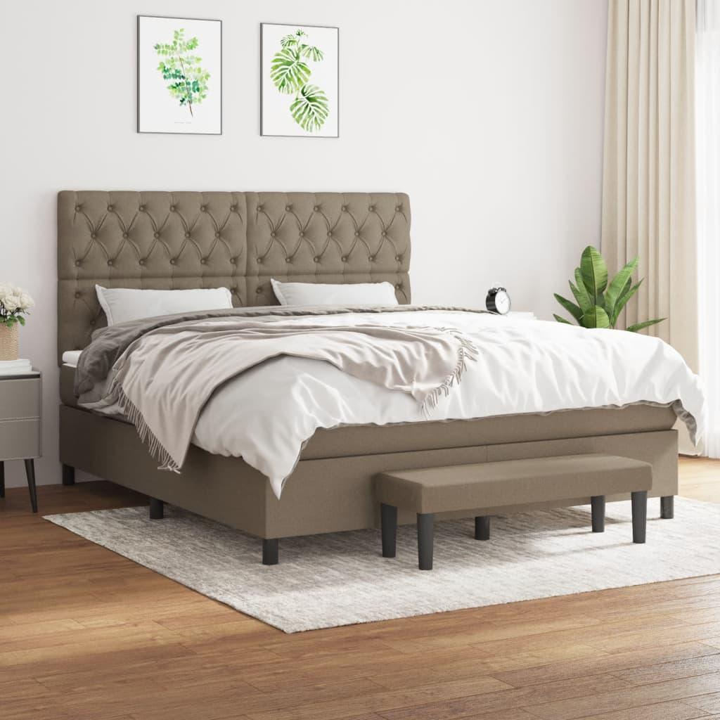Kontinentalseng med madras 160×200 cm - stof gråbrun billede