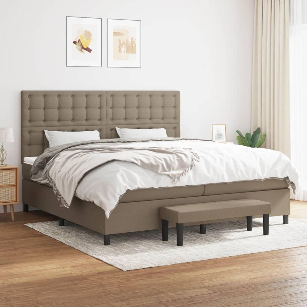 Kontinentalseng med madras 200 x 200 cm - stof, gråbrun billede