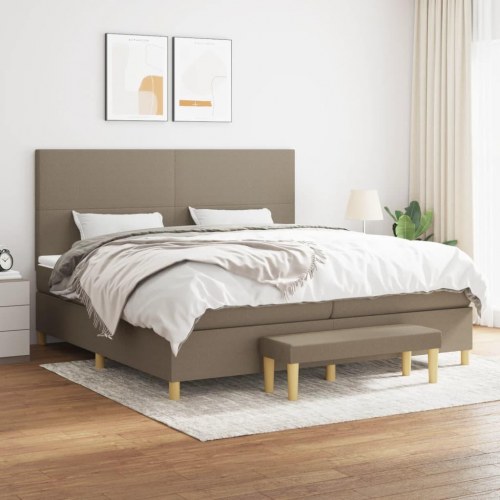 Kontinentalseng med madras 200 × 200 cm - stof gråbrun