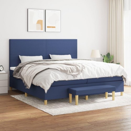 Kontinentalseng med madras 200×200 cm - stof, blå