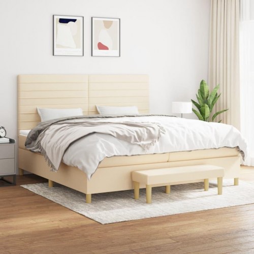 Kontinentalseng med madras 200×200 cm - stof, cremefarvet