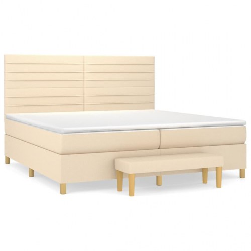 Kontinentalseng med madras 200×200 cm - stof, cremefarvet