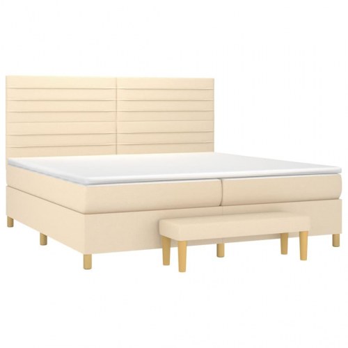 Kontinentalseng med madras 200×200 cm - stof, cremefarvet