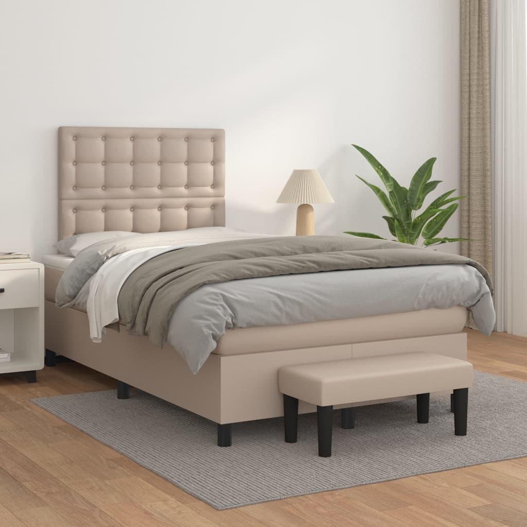 Kontinentalseng 120x200 cm kunstlæder cappuccinofarvet billede
