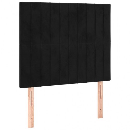 Kontinentalseng i fløjl - 120 × 200 cm, sort, med topmadras og bænk