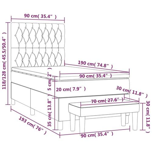 Kontinentalseng med madras 90x190 cm fløjl sort
