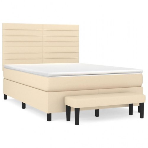 Kontinentalseng med madras 140×190 cm - stof, cremefarvet