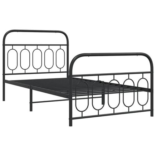 Sengeramme med sengegavl og fodgærde 100x200 cm metal sort