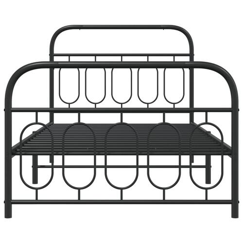 Sengeramme med sengegavl og fodgærde 100x200 cm metal sort