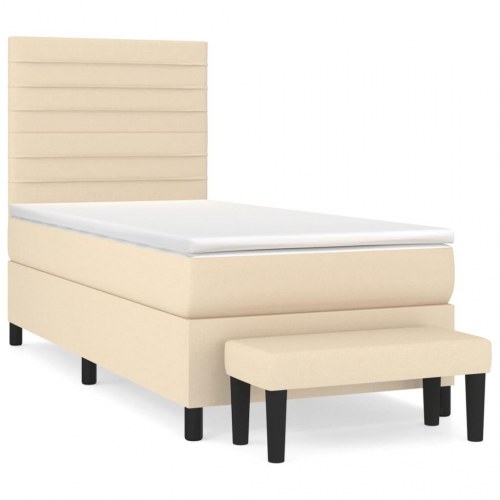 Kontinentalseng med madras 80×200 cm i stof - creme