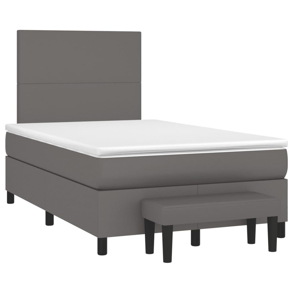 Kontinentalseng med madras 120×190 cm i kunstlæder - grå billede