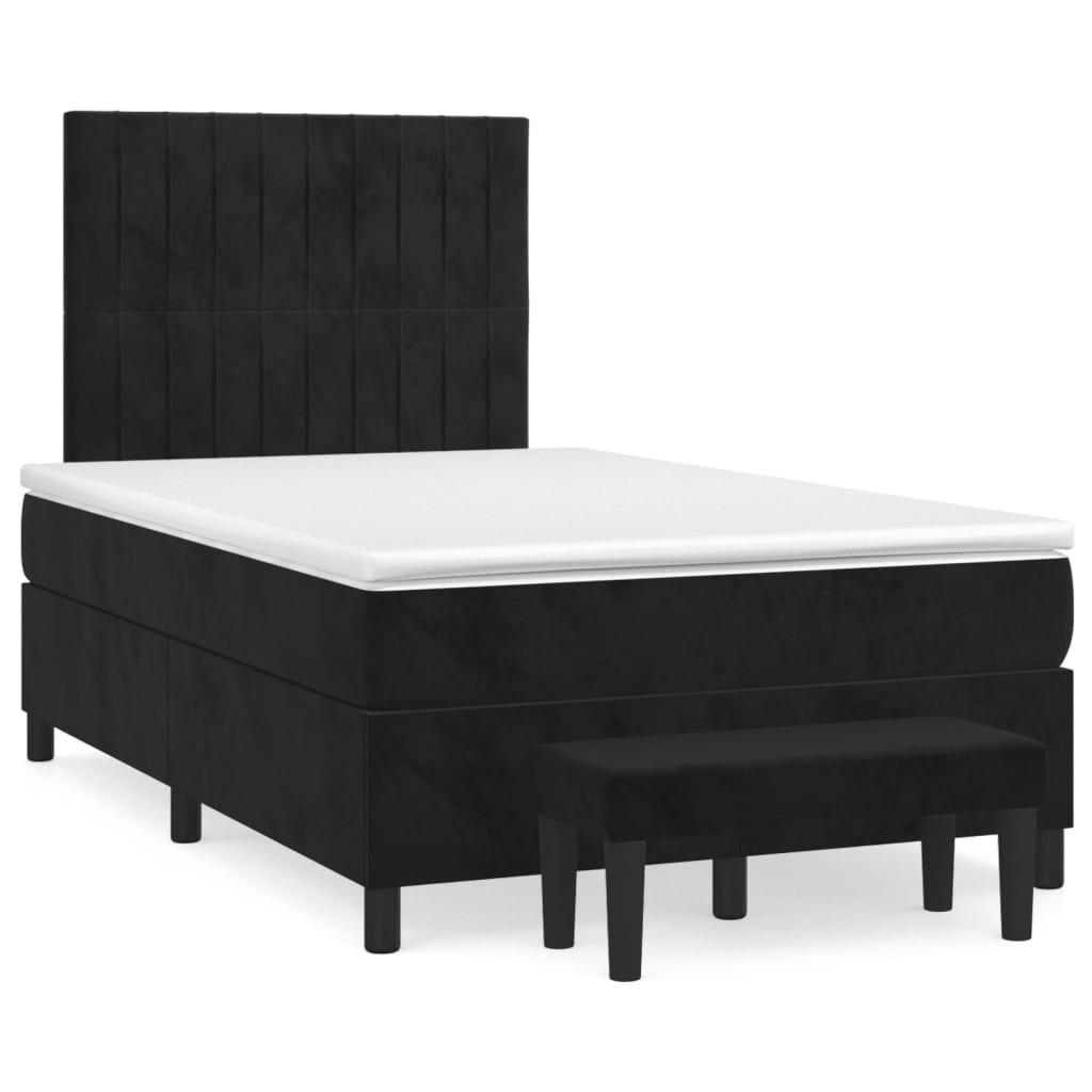 Kontinentalseng med madras 120x190 cm velour sort billede
