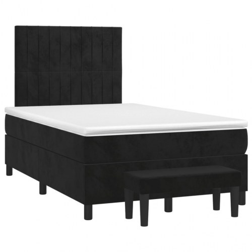 Kontinentalseng med madras 120x190 cm - velour, sort