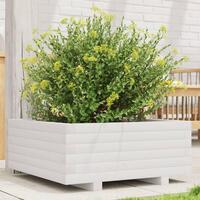 Plantekasse 60x60x26,5 cm massivt fyrretræ hvid