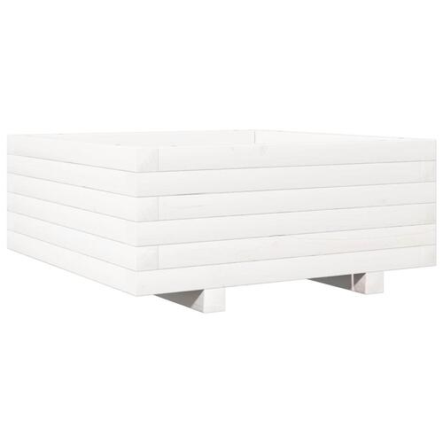 Plantekasse 60x60x26,5 cm massivt fyrretræ hvid