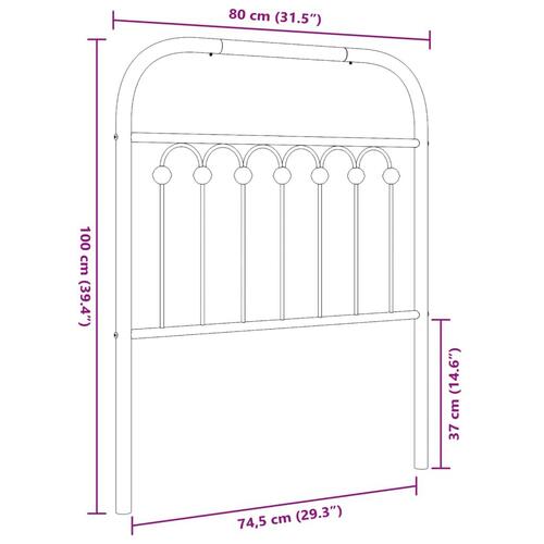 Sengegavl 75 cm metal sort