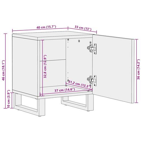 Sengebord 40x33x46 cm massivt ru mangotræ