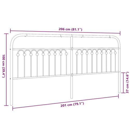 Sengegavl 200 cm metal hvid