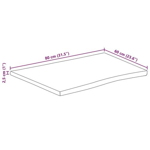 Bordplade 80x60x2,5 cm naturlig kant massivt mangotræ