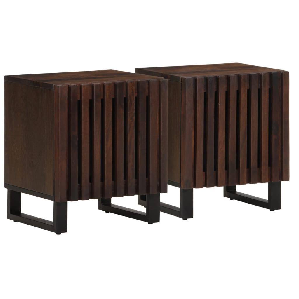 Sengeborde 2 stk. 40x34x46 cm massivt mangotræ