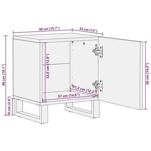 Sengeborde 2 stk. 40x34x46 cm massivt mangotræ