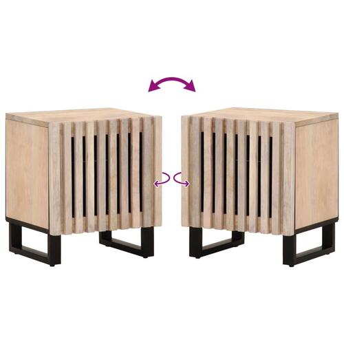 Sengeborde 2 stk. 40x34x46 cm massivt bleget mangotræ