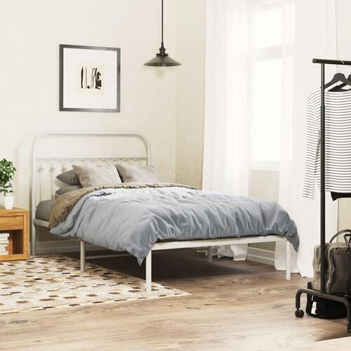 Sengegavl 107 cm metal hvid