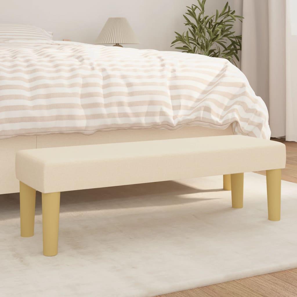 Bænk 100x30x30 cm stof cremefarvet