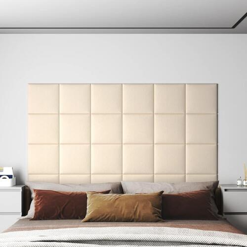 Vægpaneler 12 stk. 30x30 cm 1,08 m² fløjl cremefarvet