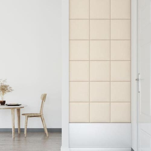 Vægpaneler 12 stk. 30x30 cm 1,08 m² fløjl cremefarvet