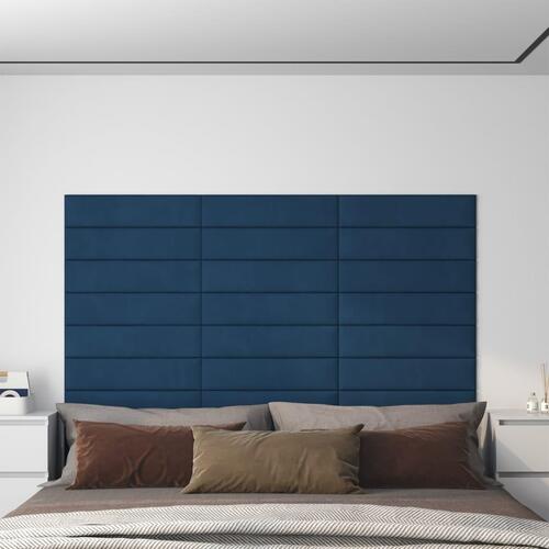 Vægpaneler 12 stk. 60x15 cm 1,08 m² fløjl blå