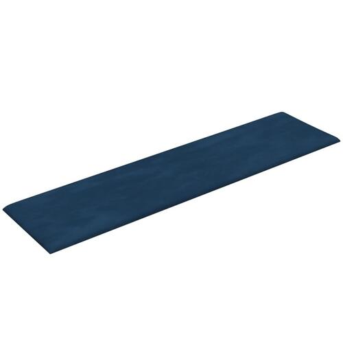 Vægpaneler 12 stk. 60x15 cm 1,08 m² fløjl blå