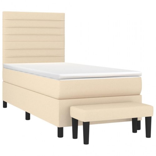 Kontinentalseng med madras 100×200 cm - stof, cremefarvet