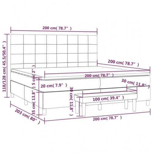 Kontinentalseng med madras 200×200 cm - stof, gråbrun