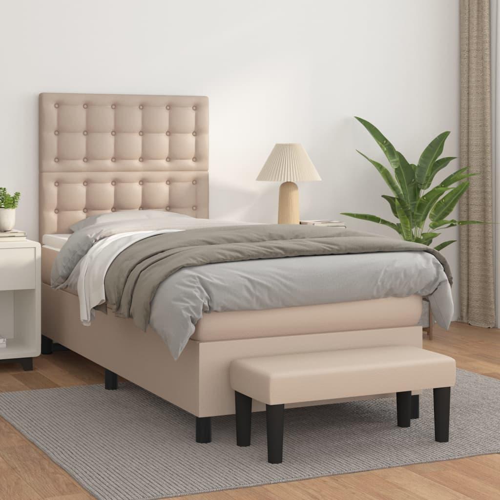 Kontinentalseng 80x200 cm kunstlæder cappuccinofarvet billede