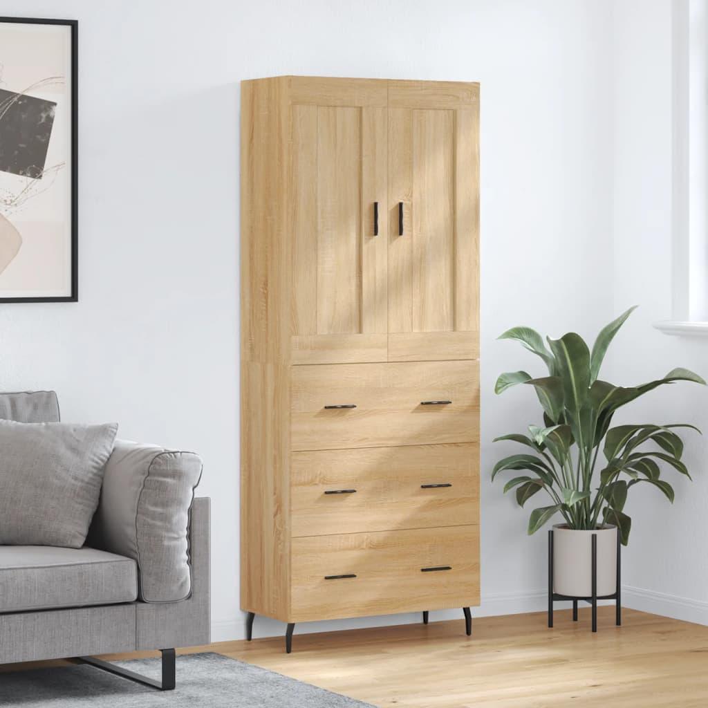Højskab 69,5x34x180 cm konstrueret træ sonoma-eg billede
