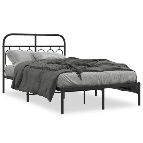 Sengeramme med sengegavl 120x200 cm metal sort