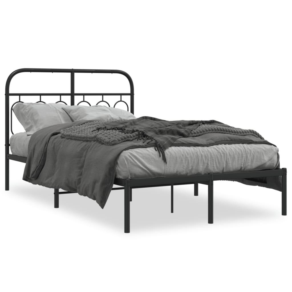 Sengeramme med sengegavl 120x200 cm metal sort