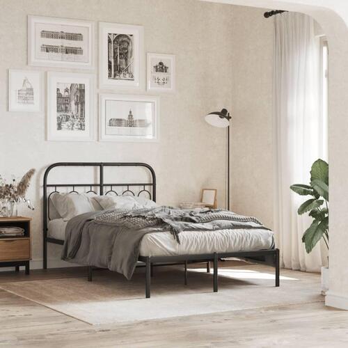Sengeramme med sengegavl 120x200 cm metal sort