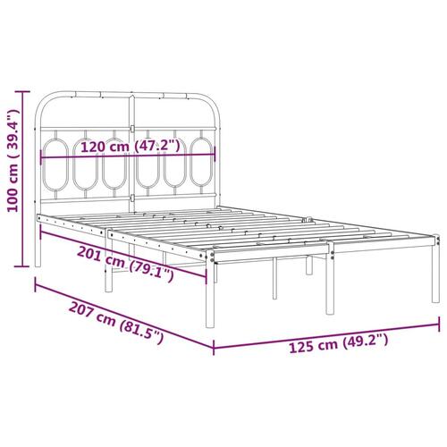 Sengeramme med sengegavl 120x200 cm metal sort