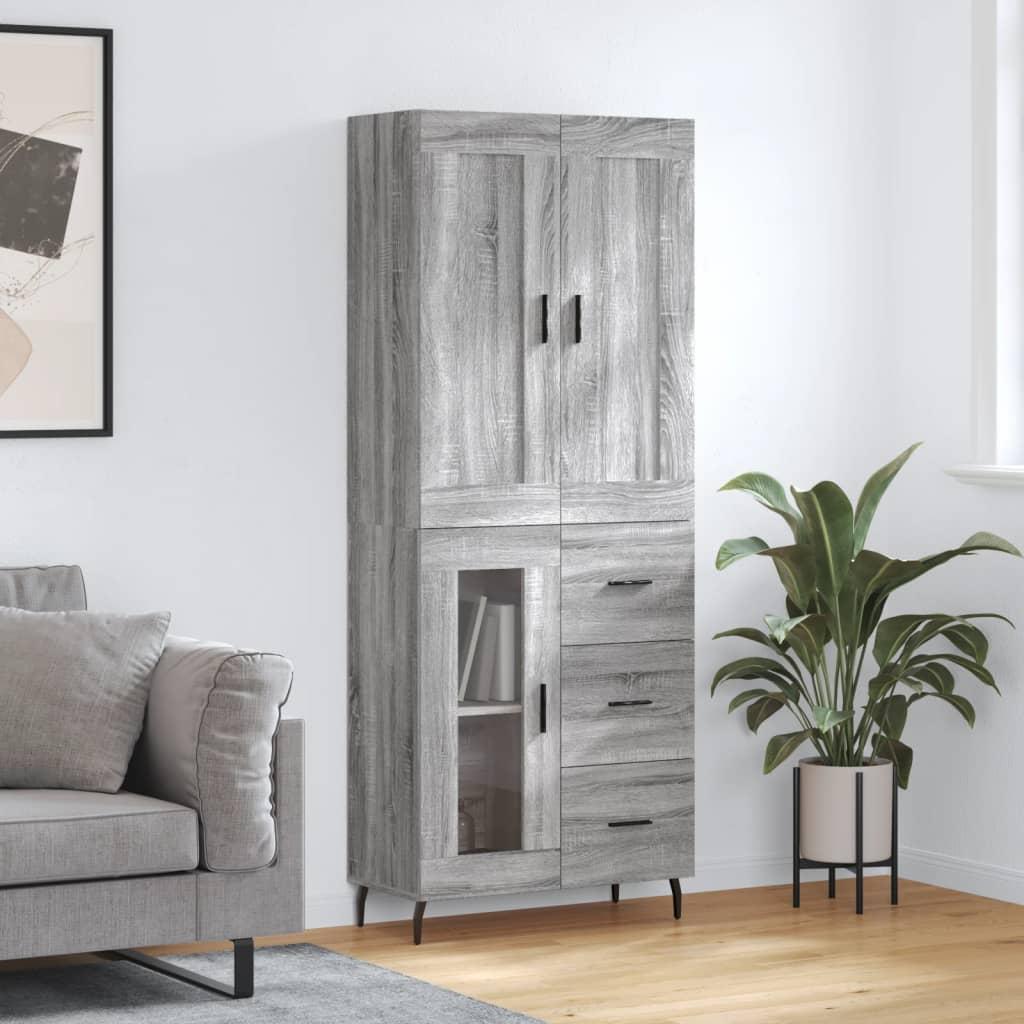 Højskab 69,5x34x180 cm konstrueret træ grå sonoma-eg