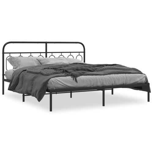 Sengeramme med sengegavl 160x200 cm metal sort