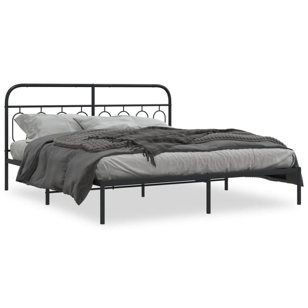 Sengeramme med sengegavl 183x213 cm metal sort