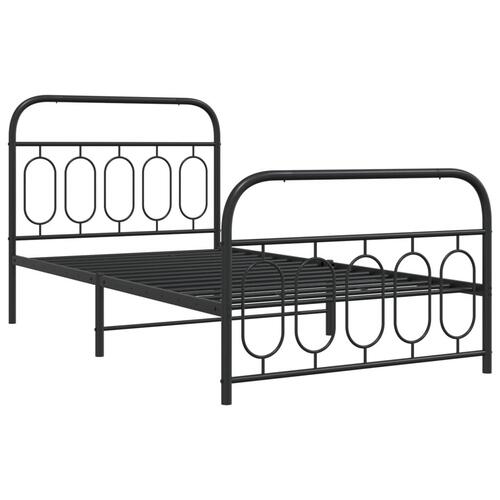 Sengeramme med sengegavl og fodgærde 100x190 cm metal sort