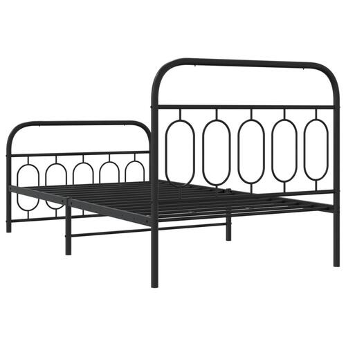 Sengeramme med sengegavl og fodgærde 100x190 cm metal sort