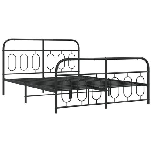 Sengeramme med sengegavl og fodgærde 135x190 cm metal sort