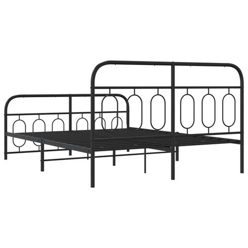 Sengeramme med sengegavl og fodgærde 135x190 cm metal sort