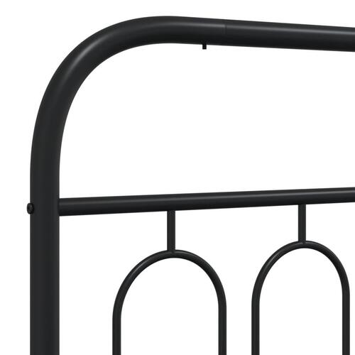 Sengeramme med sengegavl og fodgærde 135x190 cm metal sort