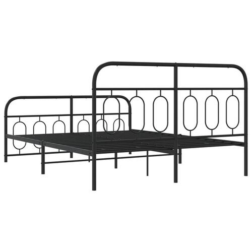 Sengeramme med sengegavl og fodgærde 140x200 cm metal sort